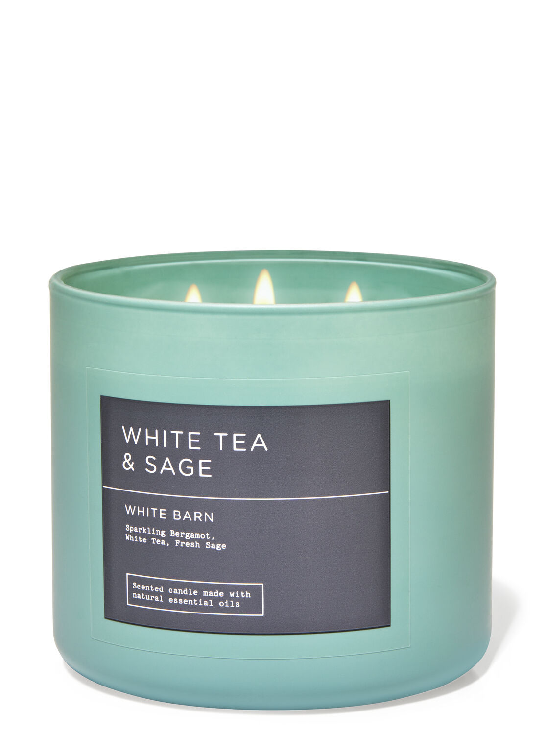 Bath Body Works WHITE TEA & SAGE 3-wick Candle Large 14.5 oz White Barn